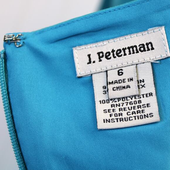 J. Peterman Womens 6 Sheath Dress Turquoise Blue Tie Shoulders Sweetheart‎ Neck - Picture 7 of 10